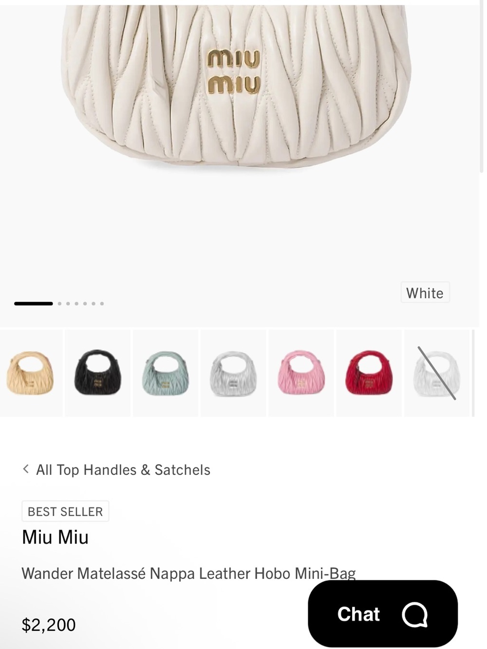 Second Hand Miu Miu Cream Quilted Matelassé Mini hand Bag with Gold Hardware - Picture 16 of 16